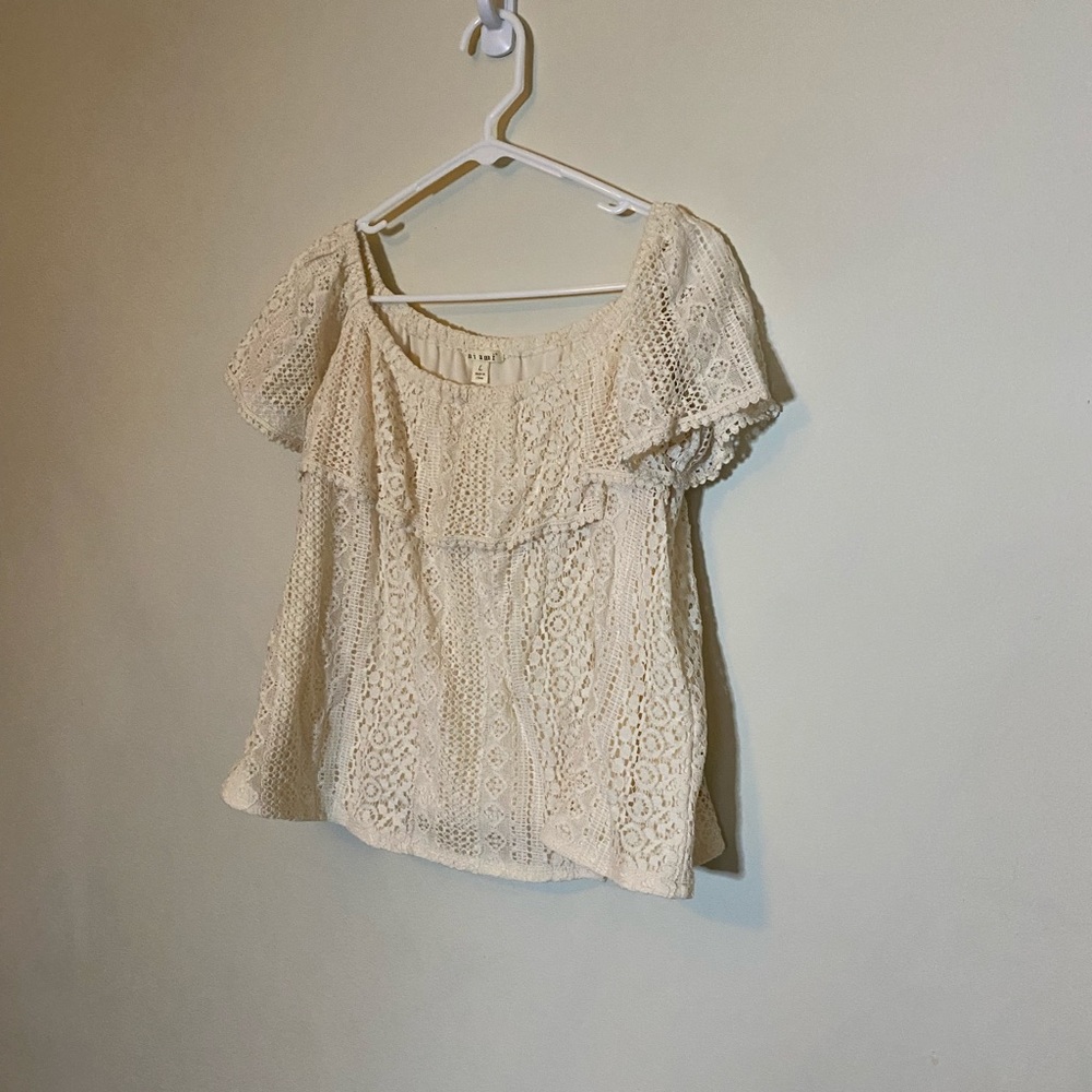 Crocheted/Lace off the shoulder blouse